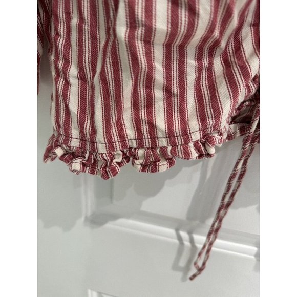 Volcom Top White/Red Blouse 100% Cotton Short Sleeve V-Neck Women's Size XL (12) - Picture 11 of 15